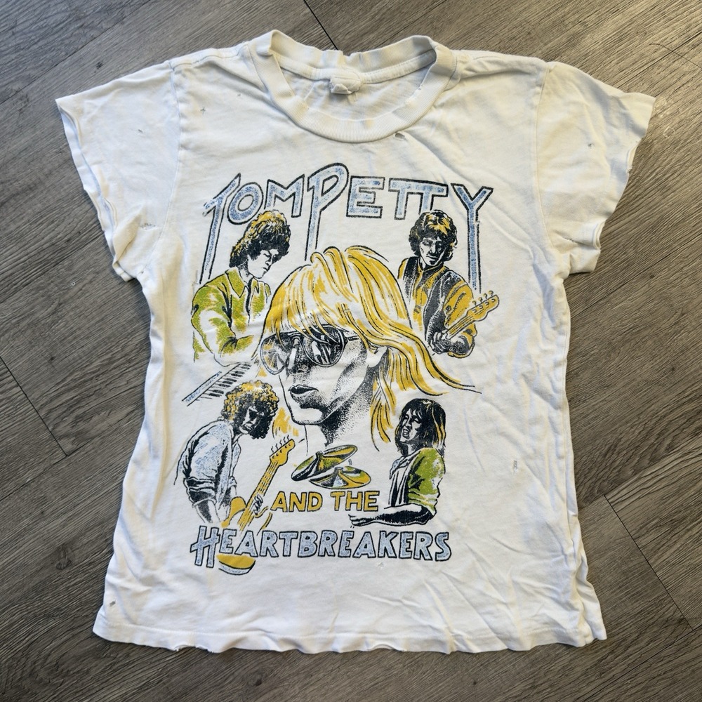 MadeWorn Tom Petty & The Heartbreakers RARE Women's FITTED Tee Cap Sleeve